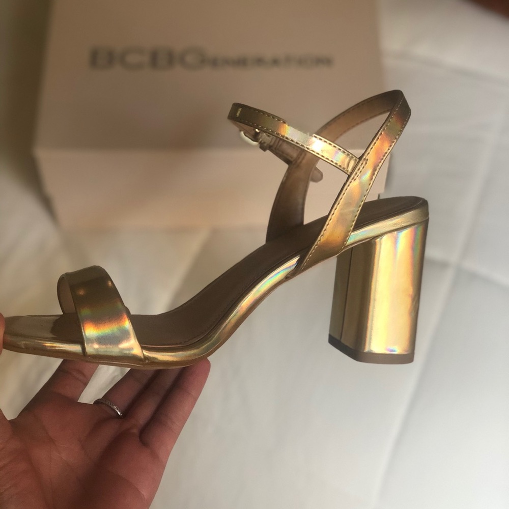 BCBG Becca Washed Iridescent Heeled Sandals